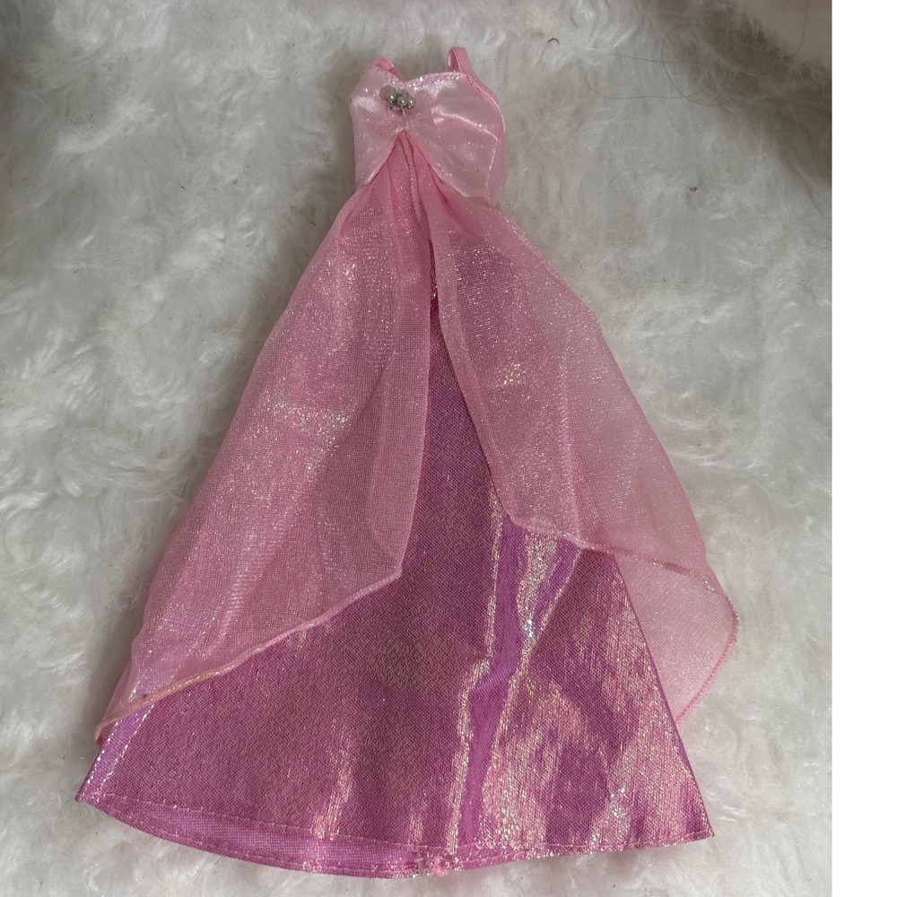Unbranded Doll Dress Fashion Doll OS Gown Pink Iridescent Pearl Accent Excellent